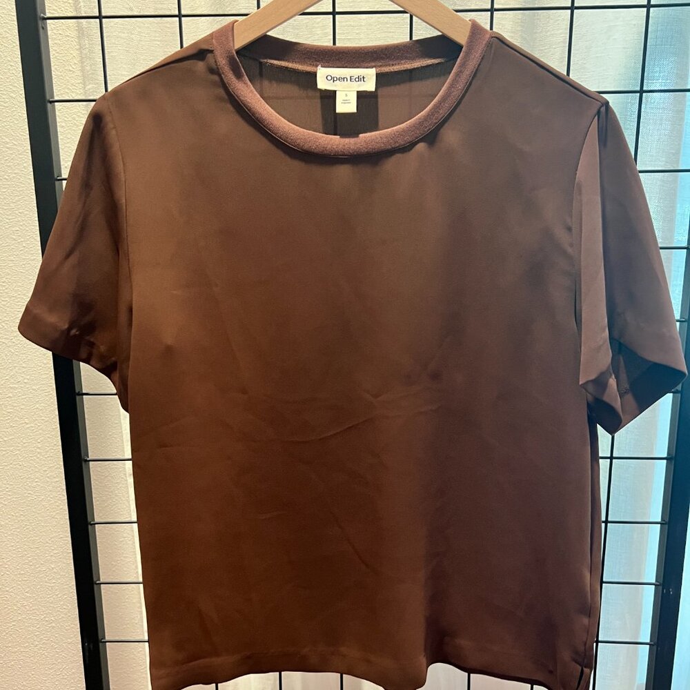 Open Edit Brown Short Sleeve